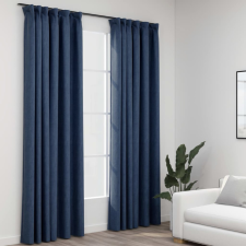 vidaXL 2 db kék vászonhatású sötétítőfüggöny kampókkal 140 x 225 cm lakástextília