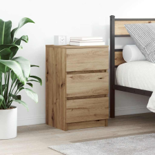 vidaXL 2 db kézműves tölgy éjjeliszekrények 3 fiókkal 39x35x65 cm bútor
