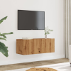 vidaXL 2 db kézműves tölgy falra szerelhető TV-szekrény 80x30x30 cm