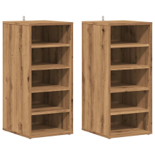 vidaXL 2 db kézműves tölgy színű szerelt fa cipőszekrény 32x35x70 cm (856713) bútor