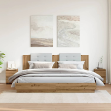 vidaXL 2 db kézműves tölgy színű szerelt fa éjjeliszekrény 30x30x40 cm (855849) bútor