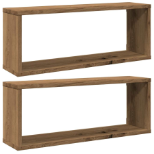vidaXL 2 db kézműves tölgyszínű szerelt fa fali kockapolc 60x15x23 cm (856589) bútor