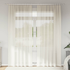 vidaXL 2 db krém színű fátyolfüggönyök fülecske tetejével 140x260 cm lakástextília