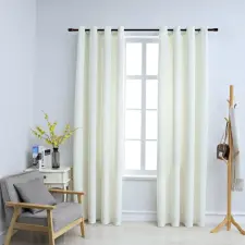 vidaXL 2 db krémszínű bársony sötétítőfüggöny gyűrűkkel 140 x 245 cm lakástextília
