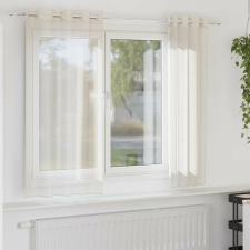 vidaXL 2 db krémszínű fátyolfüggönyök rojtokkal 140x140 cm lakástextília