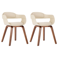 vidaXL 2 db krémszínű műbőr és hajlított fa étkezőszék bútor