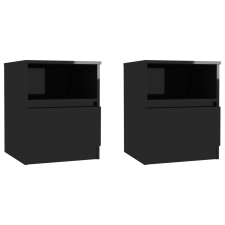 vidaXL 2 db magasényű fekete forgácslap éjjeliszekrény 40 x 40 x 50 cm bútor