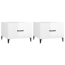 vidaXL 2 db magasfényű fehér dohányzóasztal fémlábakkal 50x50x40 cm (812739) bútor