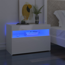 vidaXL 2 db magasfényű fehér éjjeliszekrény LED-lámpákkal 60x35x40 cm bútor
