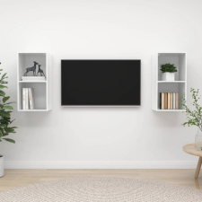 vidaXL 2 db magasfényű fehér forgácslap fali TV-szekrény bútor