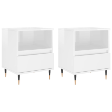 vidaXL 2 db magasfényű fehér szerelt fa éjjeliszekrény 40x35x50 cm (830609) bútor