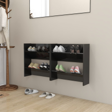 vidaXL 2 db magasfényű fekete fali cipősszekrény 60 x 18 x 60 cm bútor