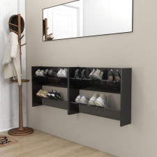 vidaXL 2 db magasfényű fekete fali cipősszekrény 80 x 18 x 60 cm bútor