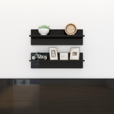 vidaXL 2 db magasfényű fekete forgácslap fali polc 60 x 11,5 x 18 cm bútor