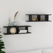 vidaXL 2 db magasfényű fekete forgácslap fali polc 78 x 18 x 20 cm bútor