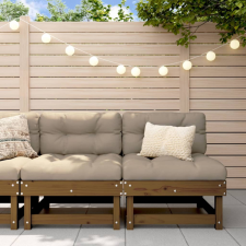 vidaXL 2 db mézbarna tömör fenyőfa középső kanapé párnákkal kerti bútor