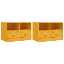 vidaXL 2 db mustársárga acél TV-szekrény 67 x 39 x 44 cm bútor