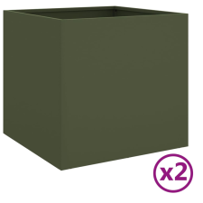 vidaXL 2 db olívazöld hidegen hengerelt acél növénytartó 42x40x39 cm (841566) kerti tárolás