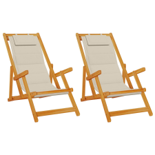 vidaXL 2 db-os Összecsukható Strandfotel Taupe Tömör Akácfából & Textilénből (3325144) kerti bútor