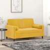 vidaXL 2 db sárga bársony díszpárna Ø15x50 cm