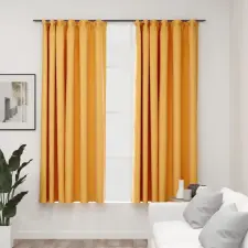 vidaXL 2 db sárga vászonhatású sötétítőfüggöny kampókkal 140 x 175 cm lakástextília
