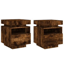 vidaXL 2 db sonoma-tölgy éjjeliszekrény LED-fényekkel 40x39x48,5 cm (836793) bútor