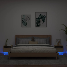 vidaXL 2 db sonoma tölgy színű éjjeliszekrény LED-ekkel 40x39x37 cm bútor