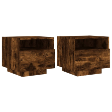 vidaXL 2 db sonoma tölgy színű éjjeliszekrény LED-ekkel 40x39x37 cm (836807) bútor