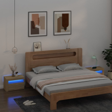 vidaXL 2 db sonoma tölgy színű éjjeliszekrény LED-ekkel 60x35x40 cm bútor
