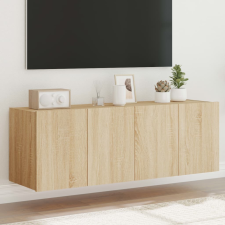 vidaXL 2 db sonoma-tölgy színű fali TV-szekrény LED-del 60x35x41 cm bútor
