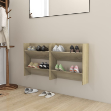 vidaXL 2 db sonoma-tölgyszínű fali cipősszekrény 60 x 18 x 60 cm bútor