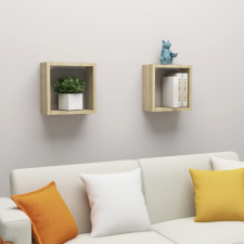 vidaXL 2 db sonoma-tölgyszínű fali kockapolc 30 x 15 x 30 cm bútor