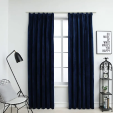 vidaXL 2 db sötétkék bársony sötétítőfüggöny kampókkal 140 x 175 cm lakástextília