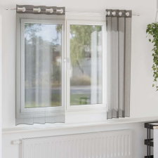 vidaXL 2 db sötétszürke fátyolfüggönyök rojtokkal 140x175 cm lakástextília