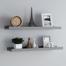 vidaXL 2 db szürke MDF szegélypolc képkeretekhez 80 x 9 x 3 cm bútor