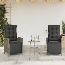vidaXL 2 db szürke polyrattan dönthető kerti szék lábtartóval kerti bútor