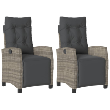 vidaXL 2 db szürke polyrattan dönthető kerti szék lábtartóval (365243) kerti bútor