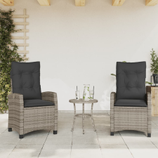 vidaXL 2 db szürke polyrattan dönthető kerti szék párnákkal kerti bútor