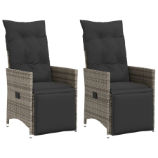 vidaXL 2 db szürke polyrattan dönthető kerti szék párnákkal kerti bútor