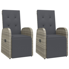 vidaXL 2 db szürke polyrattan dönthető kerti szék párnákkal (319538) kerti bútor