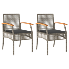 vidaXL 2 db szürke polyrattan és akácfa kerti szék párnákkal (366248) kerti bútor