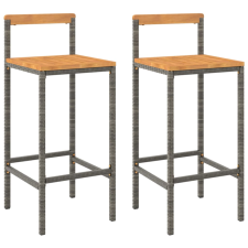 vidaXL 2 db szürke polyrattan és tömör akácfa bárszék (362607) bútor