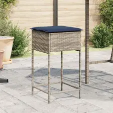 vidaXL 2 db szürke polyrattan kerti bárszék párnákkal kerti bútor