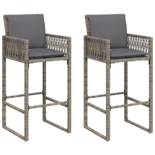 vidaXL 2 db szürke polyrattan kerti bárszék párnával (368707) kerti bútor