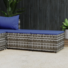 vidaXL 2 db szürke polyrattan kerti lábtartó párnával kerti bútor