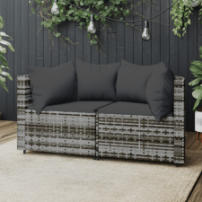 vidaXL 2 db szürke polyrattan kerti sarokkanapé párnával kerti bútor