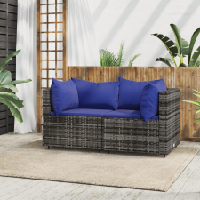 vidaXL 2 db szürke polyrattan kerti sarokkanapé párnával kerti bútor