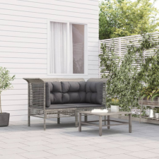 vidaXL 2 db szürke polyrattan kerti sarokkanapé párnával kerti bútor