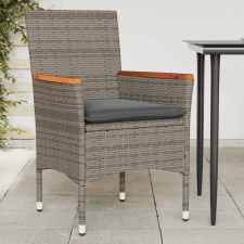 vidaXL 2 db szürke polyrattan kerti szék párnával kerti bútor