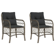 vidaXL 2 db szürke polyrattan kerti szék párnával (365155) kerti bútor